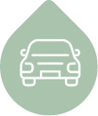 Icon of a car inside a green oil drop, representing automotive lubricant services.