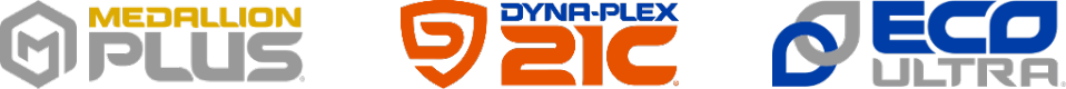 Logos for Moove’s proprietary lubricant brands: Medallion Plus®, Dyna-Plex 21C®, and Eco Ultra®.