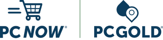 Logos for PC Now® and PC Gold®—Moove’s online platforms for lubricant ordering and delivery tracking.